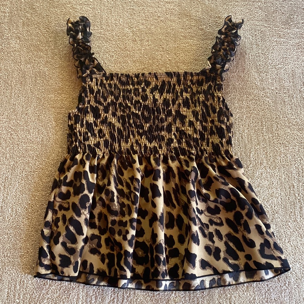 Brand New Never Worn Leopard Print Smocked Peplum Top